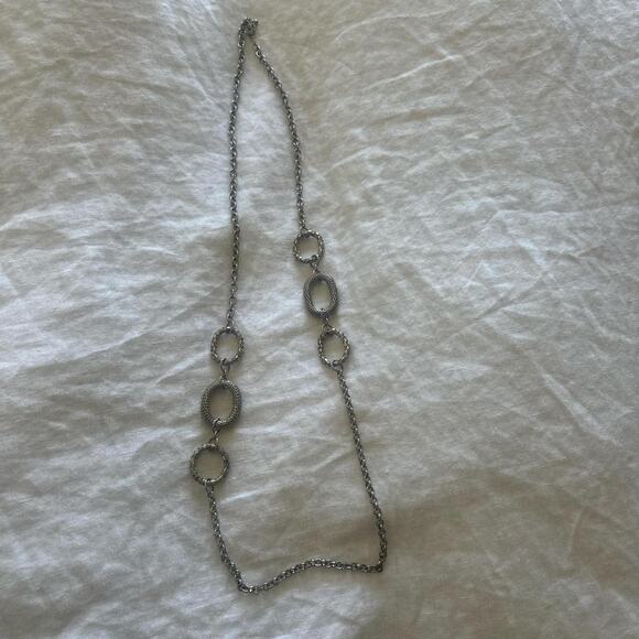 Womens Necklace Silver Tone Long Chunky Chain Vintage - Picture 1 of 2